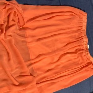 Pastel color full length skirt.